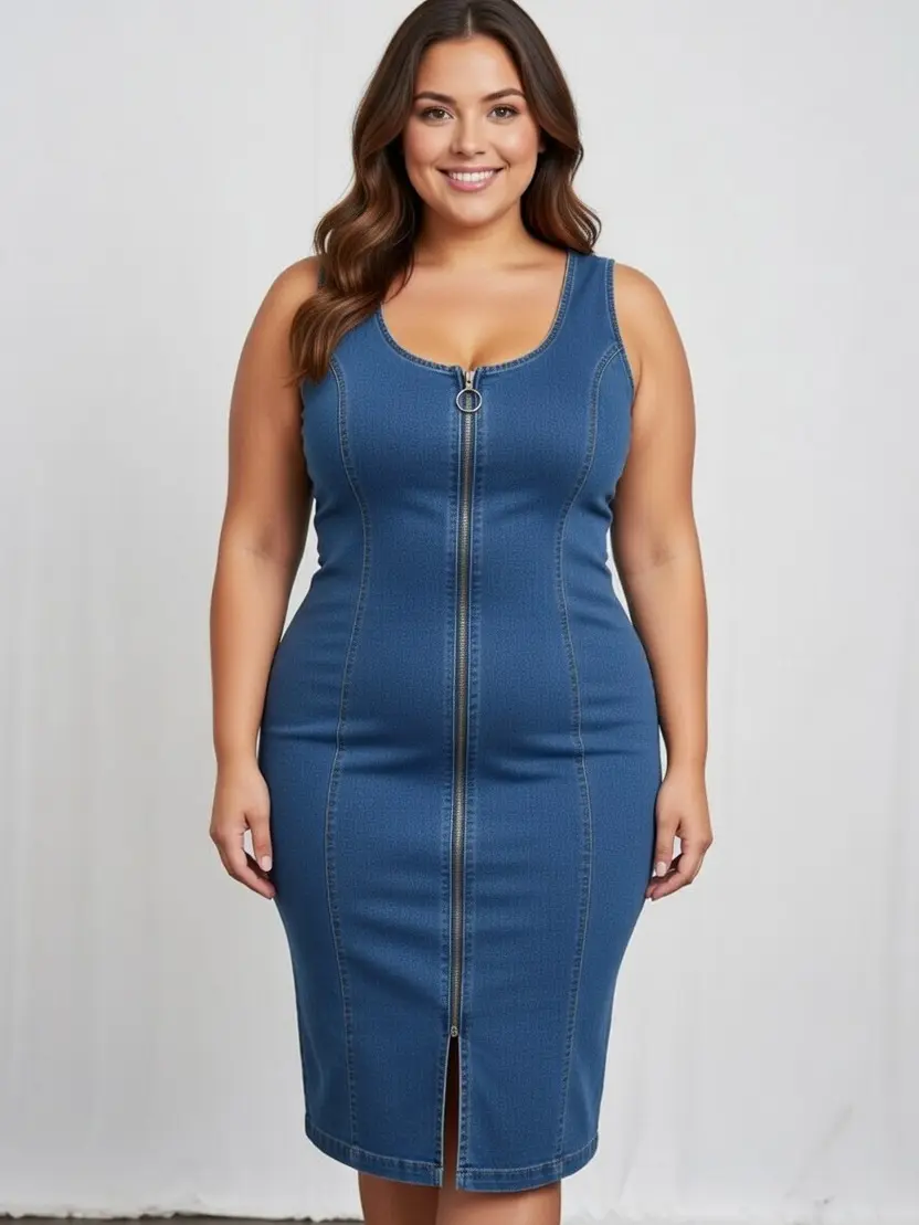 white christmas dresses Snatched Denim Dress • Curve | Plus Size Dresses main image 1