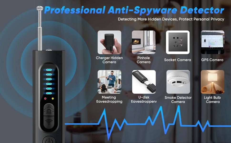 Hidden Camera Detectors, GPS Tracker Detector, Bug Spy Camera Finder with 5 Sensitivity Levels for Office, Hotel, Bathroom, Find Out Hidden Cam, GPS Trackers