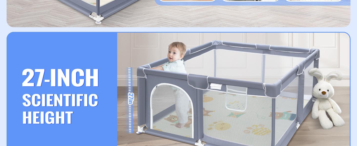 【New Year gift】Baby Playpen, Indoor and Outdoor Playard, Play Pens for Kid Activity Center, Sturdy Safety Baby Fence with Breathable Mesh for Toddler playpen