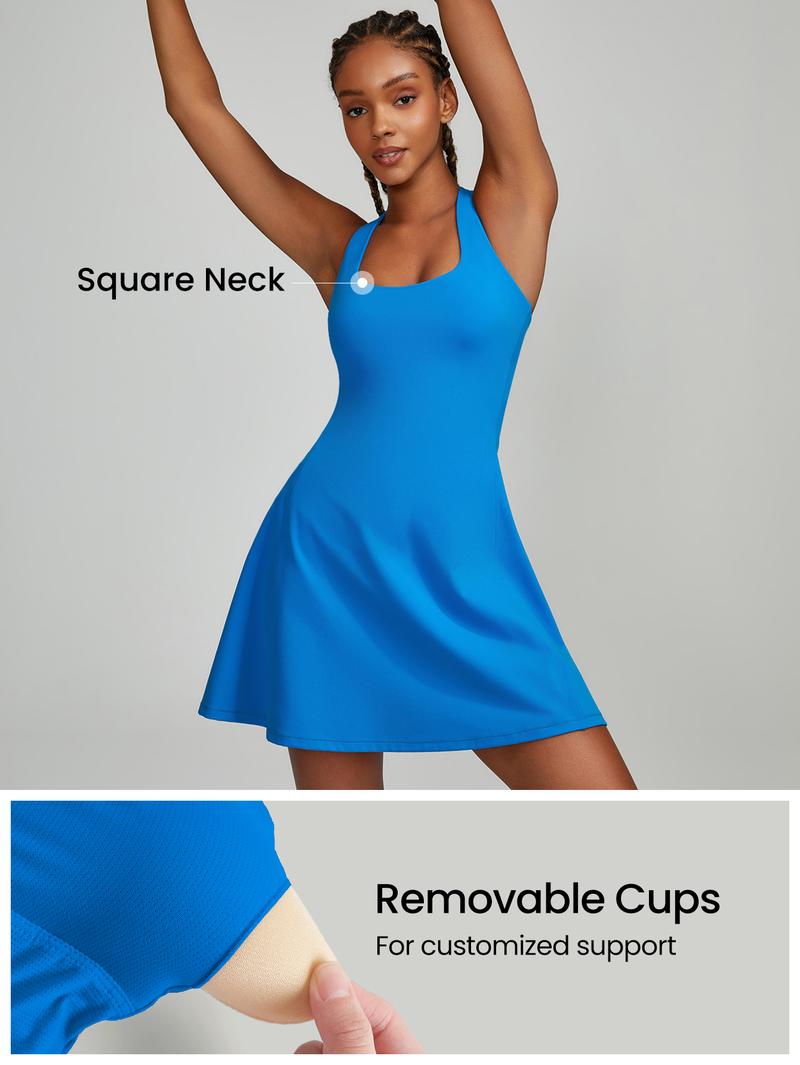 GLOWMODE FeatherFit-Air Peekaboo Mini Dress With Built-In Shorts Pocket Square Neck Anti-Slip Cisscross Dress TikTokShopBlackFriday