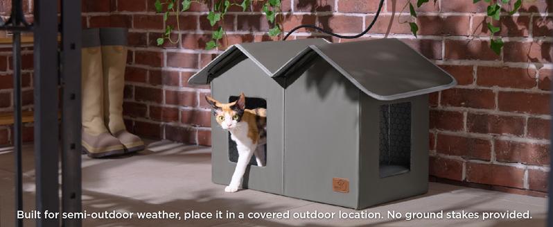 Bedsure Clawsable Heated Indoor Outdoor Cat House - Cozy Insulated Waterproof Shelter with Raised Base, Waterproof Stray Cat Shelter, Winter Warm Pet Hideout, for Feral Barn Cats and Kittens,