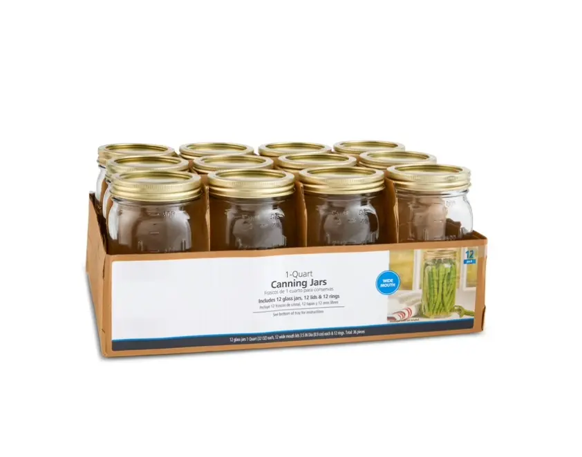 12-Pack Large 32 oz Mason Jars Quart Glass Canning Jars with Lids for Preserving Fruits Tomatoes Pantry Organization & DIY Vases