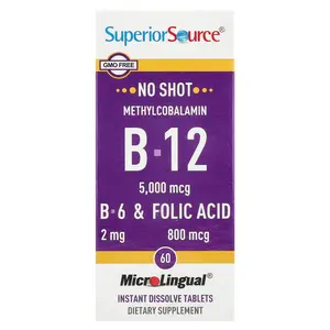 Superior Source Methylcobalamin B-12, B-6 & Folic Acid, 60 MicroLingual® Instant Dissolve Tablets