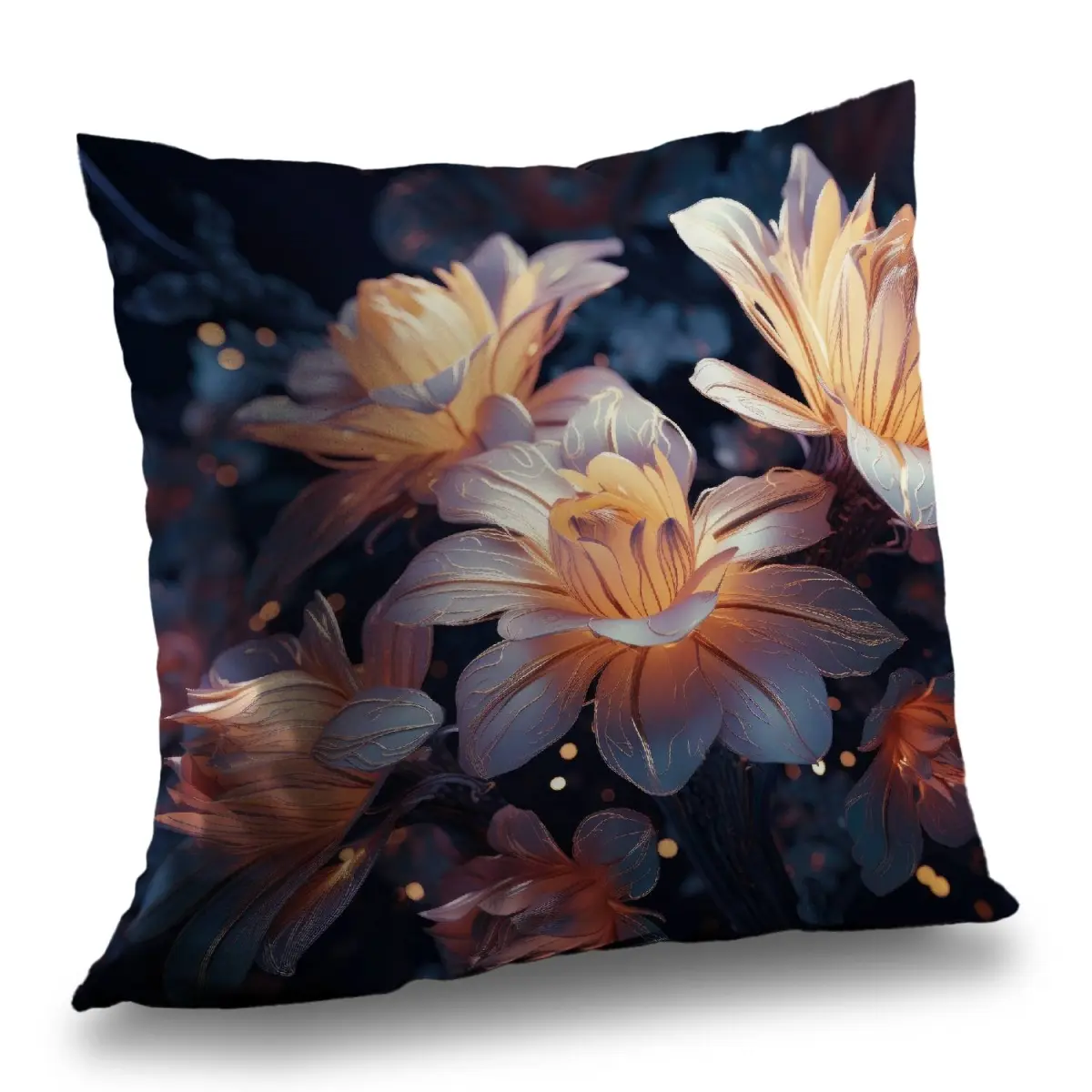 MWW C1PT141406PX47 14x14 in. Polyester Twill White Pixie Flower Floral Motif Soft Throw Pillow - Plush Fill Insert, Home Decor, Living Rooms Cozy Tranquility Setup