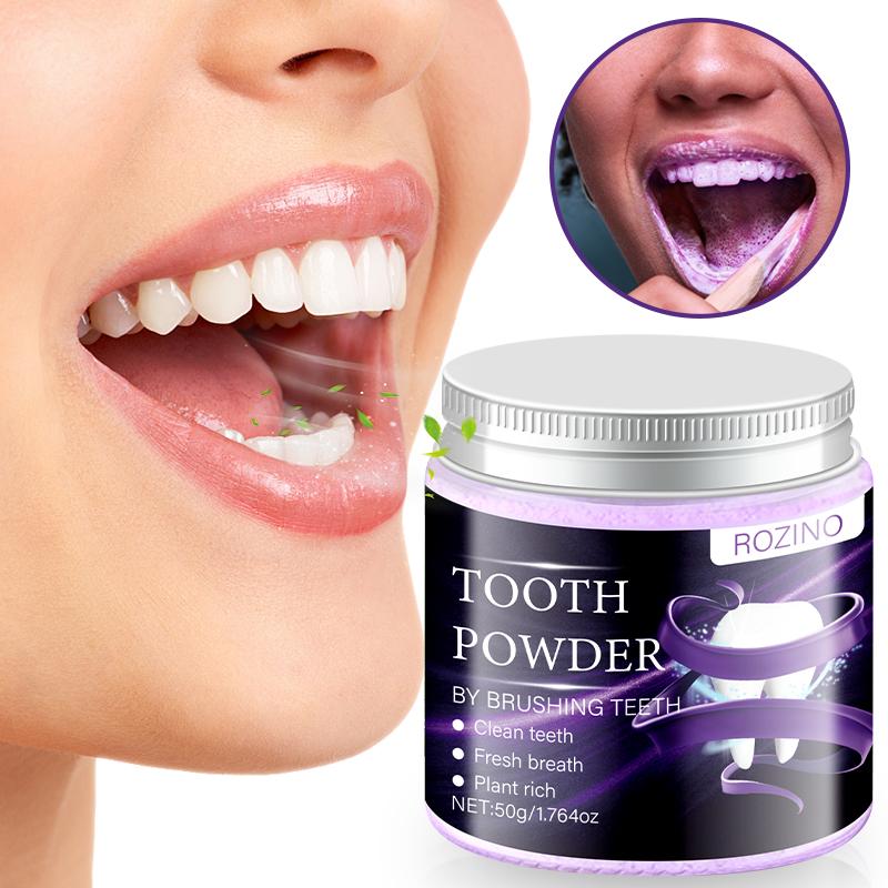 ROZINO Purple Teeth Whitening Powder with Hydroxyapatite for Stain Removal & Color Correction 50g Toothpaste Booster for Enhanced Oral Hygiene ROZINO Purple Teeth Whitening Powder with Hydroxyapatite for Stain Removal & Color Correction 50g Toothpaste Booster for Enhanced Oral Hygiene