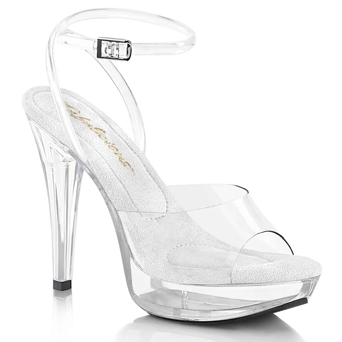 Women's Platform Stiletto Heel Footwear - Bold Statement Shoe Sandals for Cocktail Events, Style 506 (with Distinct Design Accents), Clear/Clear, Dress