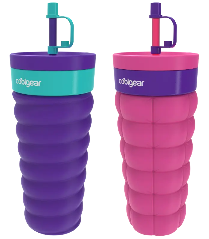 COOL GEAR 2-Pack 20oz Go Grip Voyage Tumbler with Straw - BPA-Free Lid, Textured Portable Reusable Drink Cup, Non-Slip Grip, Easy Sipping Design for On-the-Go Beverages, Workouts, Valentine’s Day
