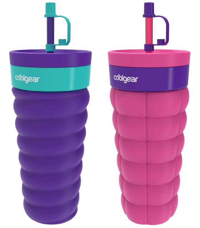 COOL GEAR 20oz Go Grip Voyage Tumbler with Straw, BPA-Free Lid, Non-Slip Grip, Easy Sipping Design for Beverages On the Go, Textured Reusable Travel Cup