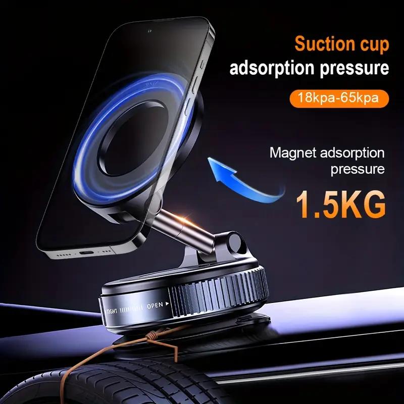Magnetic Car Phone Holder - 360° Rotation & Folding, Equipped with Vacuum Suction Cup, Suitable for Car, Gym, Office & Driving Use
