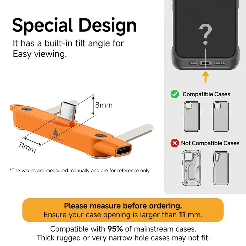 240W Super Fast Charging Silicone Data Cord | Detachable Phone Stand (Landscape/Portrait) | For TV Shows, Short Videos, Mobile Gaming, Sports Matches, Video Calls, Meetings | Fits iPhone Samsung Huawei |  Indoor & Outdoor Use charger portable chargers