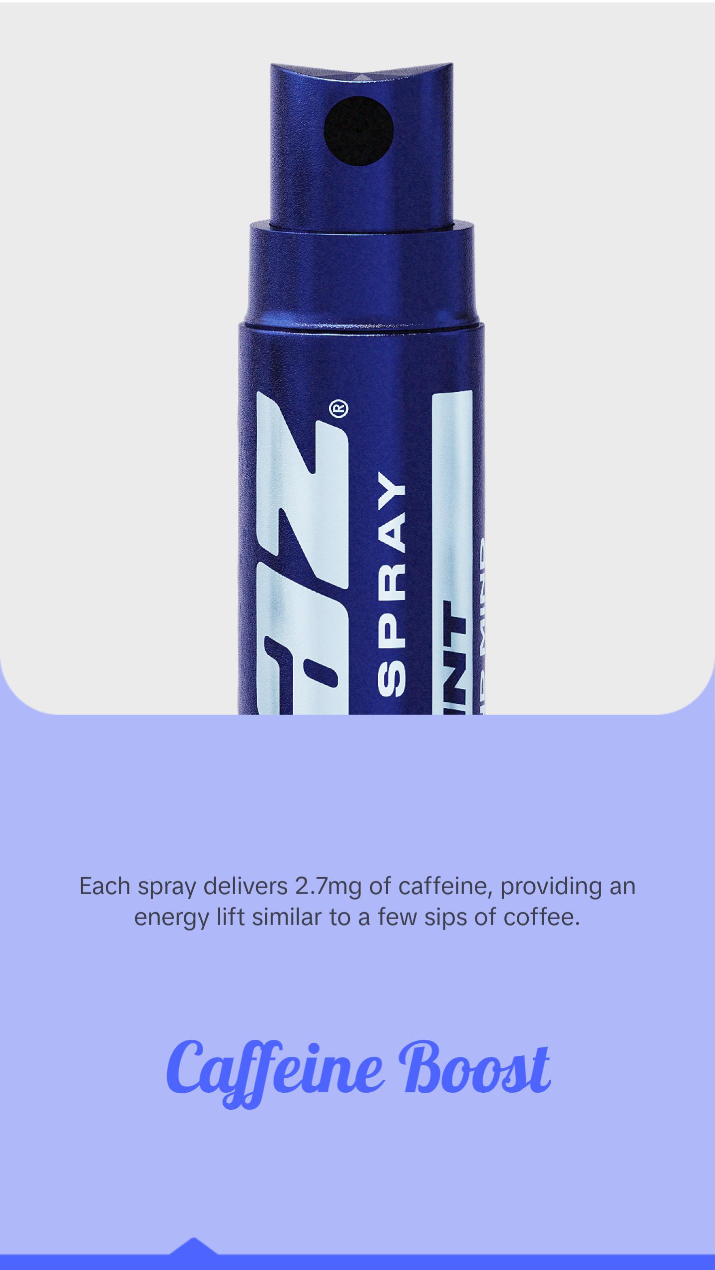 Pzaz Breath Spray- Peppermint 6 pack - Caffeine Microdose - Eliminate Bad Breath