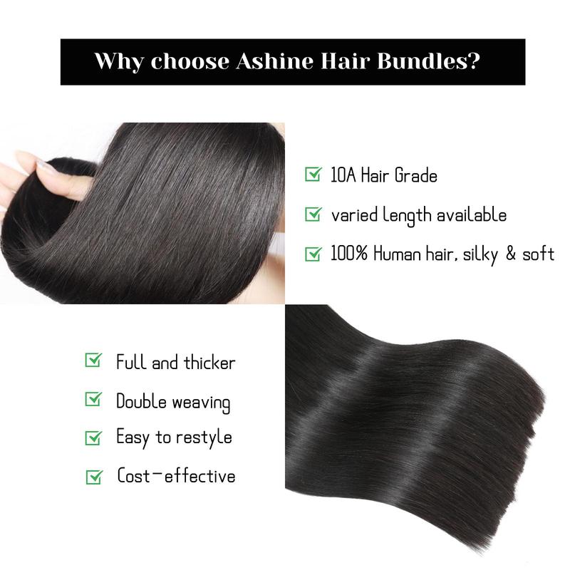 [Ashine] 10-30 inches Salon Quality Brazilian Virgin Bundles 100% Human Hair Straight/Body Wave/Deep Wave/Deep Curly Wigs Natural Color
