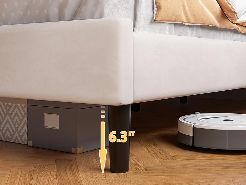 Raybee Furniture Full/Queen Size Upholstered Bed Frame with Velvet Cloud Headboard, Pink Princess Bed Frames with Storage Drawer and LED, Headboard Height Adjustable, Strong Support, No Box Spring Needed, Easy Assembly [Black Friday]