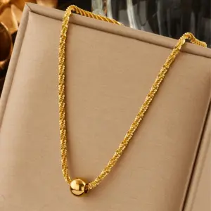 This 18k gold-plated necklace with a minimalist perforated bead pendant is suitable for everyday wear and makes a great gift for women.