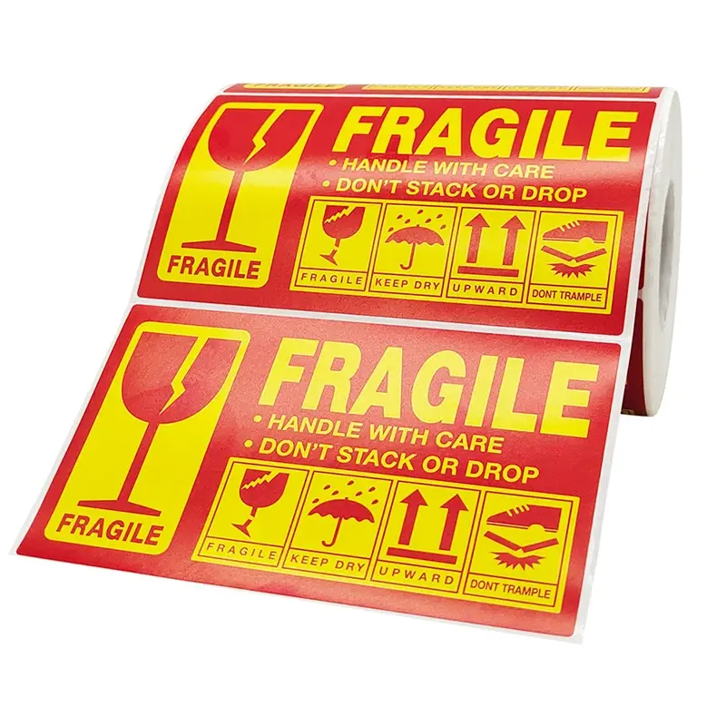 Juvenixs 2" x 3" Fragile Stickers for Shipping and Moving Please Handle with Care Fragile (600 Labels, 1 Roll)