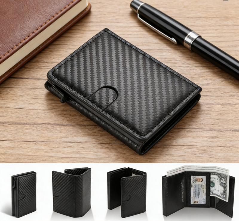 Valentine's Day-Men's Smart Wallet Minimalist Card Holder with RFID Blocking Upgrade PU Leather Pop-up Wallet for Daily Use Gift for Men