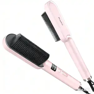 Women's Ring Hair Straightener Brush - Professional Straightening Iron with Integrated Comb, Fast Heating & Anti-Scald Design, Salon-Perfect Hair at Home