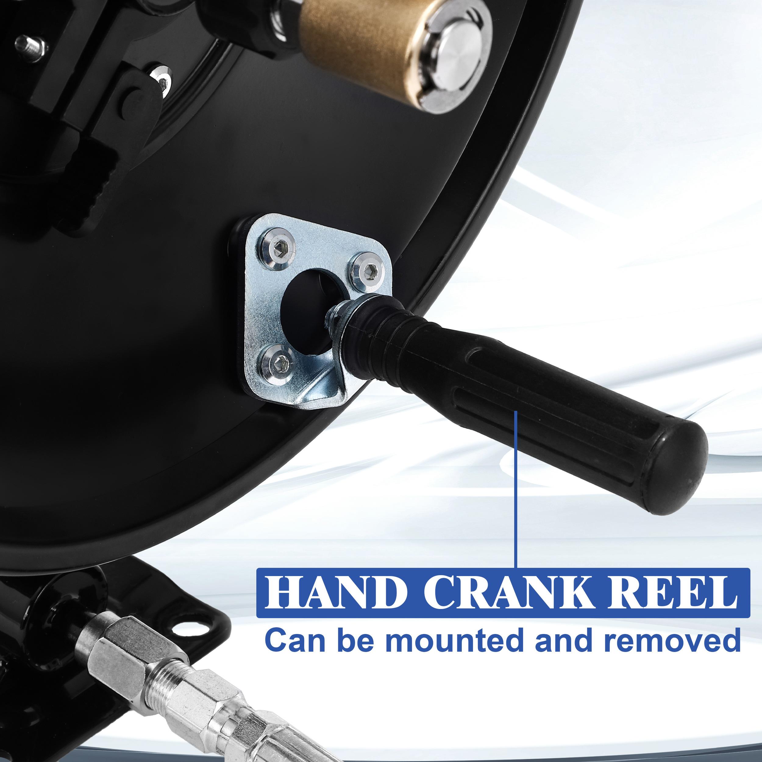 M MINGLE Pressure Washer Hose Reel 100 ft 3/8" NPT to M22 14mm Adapter, Heavy Duty Mounted Hose Reel for 100 ft 3/8" Power Wash Whip Hose 4000 PSI