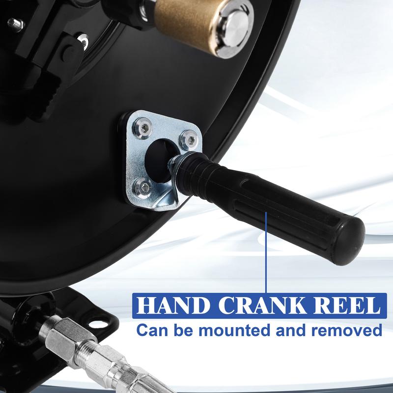 M MINGLE Pressure Washer Hose Reel 100 ft 3/8" NPT to M22 14mm Adapter, Heavy Duty Mounted Hose Reel for 100 ft 3/8" Power Wash Whip Hose 4000 PSI