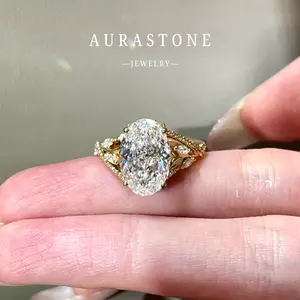 【#95 OV】S925 Sterling Silver Vintage Style 5-Carat Oval Lab-Created Gemstone Women's Everyday Engagement/Proposal Ring