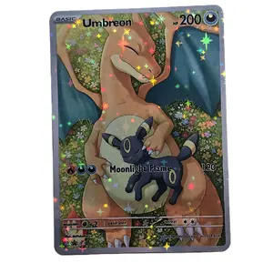 Custom Umbreon & Sleepy Charizard Holo Pokémon Card – Moonlight Flame Special Art Proxy - Starry or Bubble Holo Collectible Cards Trading Cards