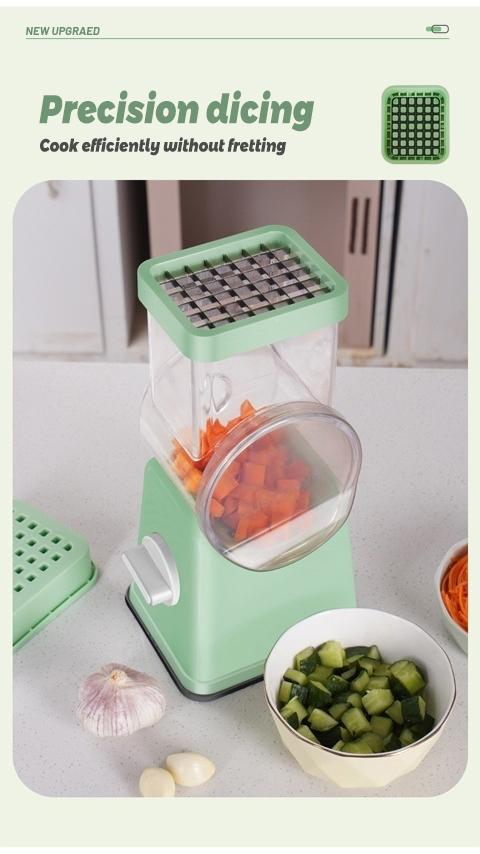 ONAIL Rotary Cheese Grater with Handle, 5+1 Six Well-Designed Blades, Strong Suctuon Cup Base, Kitchen Springtok Utensils Springtok