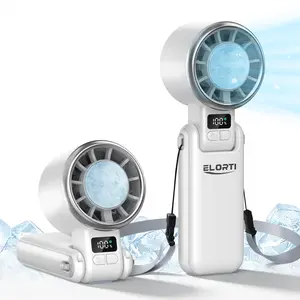 ELORTI Portable Fan, Handheld Fan with Turbo & Ice Cooling, 5-Speed 4000mAh Rechargeable, 3-in-1 Foldable Travel Hand Held Fan, Lightweight Compact & Quiet, with USB Fast Charging for Beach Vacation, Outdoor, Camping, Office，Ideal Gifts for Women & Men