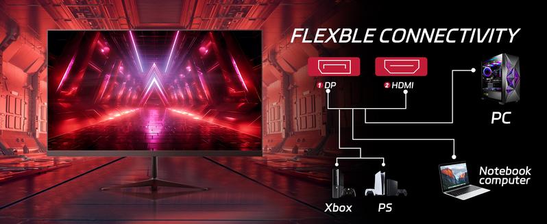 REHISK 24"Slightly curved Gaming Monitor – 180Hz FHD IPS, 1ms, FreeSync, Built-in Speakers, Borderless Design, HDMI & DP for PC, PS5, and Xbox