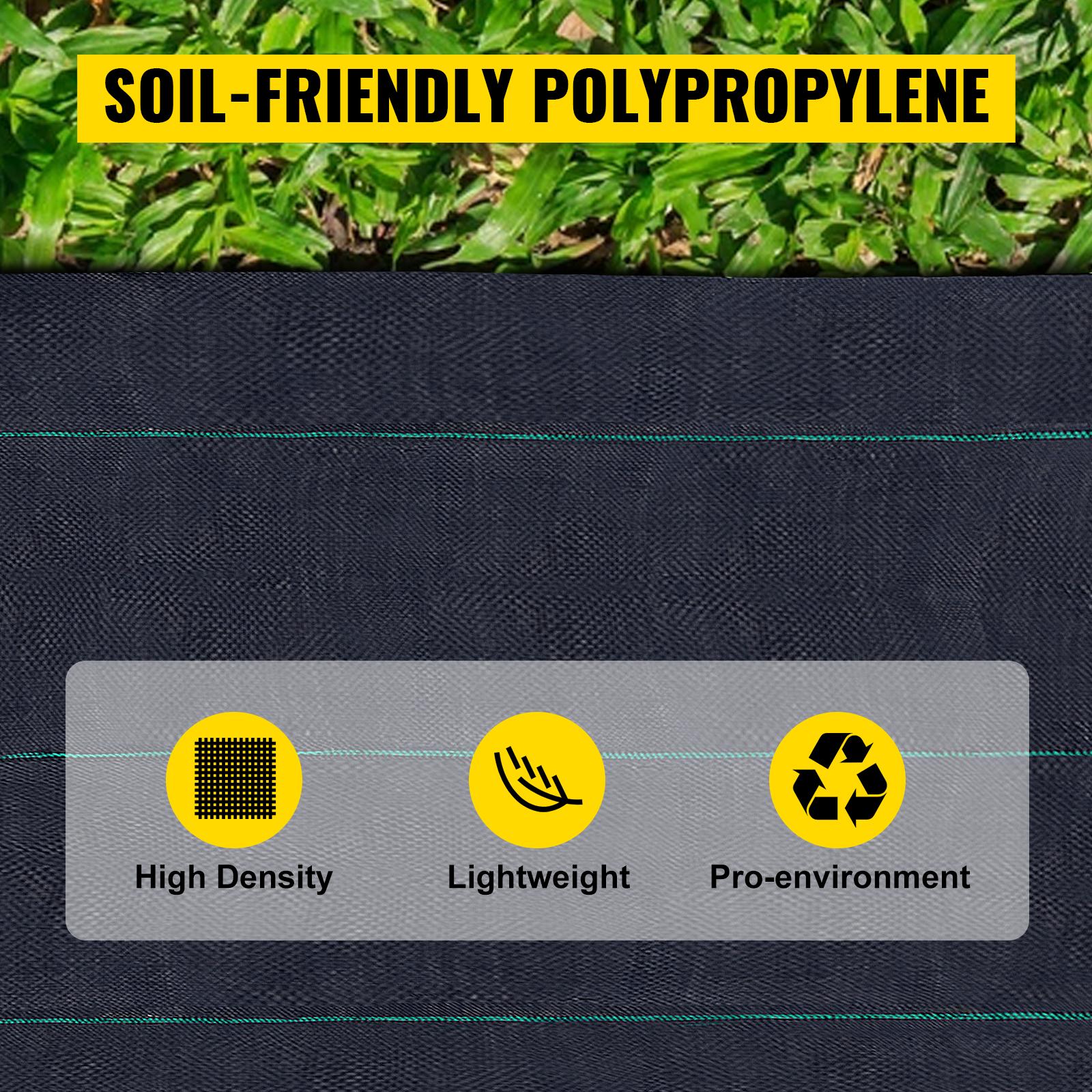 VEVOR 6FTx300FT Premium Weed Barrier Fabric Heavy Duty 3.2OZ, Woven Weed Control Fabric, High Permeability Good for Flower Bed, Geotextile Fabric for Underlayment, Polyethylene Ground Cover