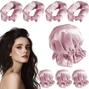 4 set No Heat Overnight Hair Curlers Satin Hair Curlers Heatless Curling Rod Headband for All Hair Types with Hair Caps