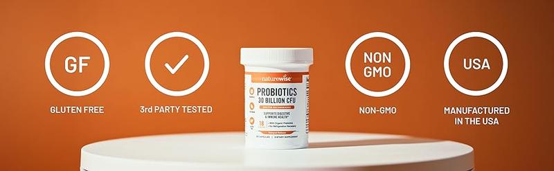 NatureWise Max Probiotics for Women & Men - 30 Billion CFU 18 Strains + Organic Prebiotics - For Gut & Digestive Health - Vegetarian, Delayed-Release Capsules, Gluten Free - USA Manufactured