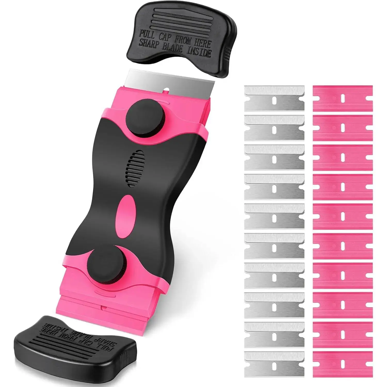 Multi-Surface Scraper Tool Kit Double-Edged Paint Sticker Remover No-Scratch Plastic Scraper for Cleaning Windows and Stoves Ergonomic Design Safety Portable