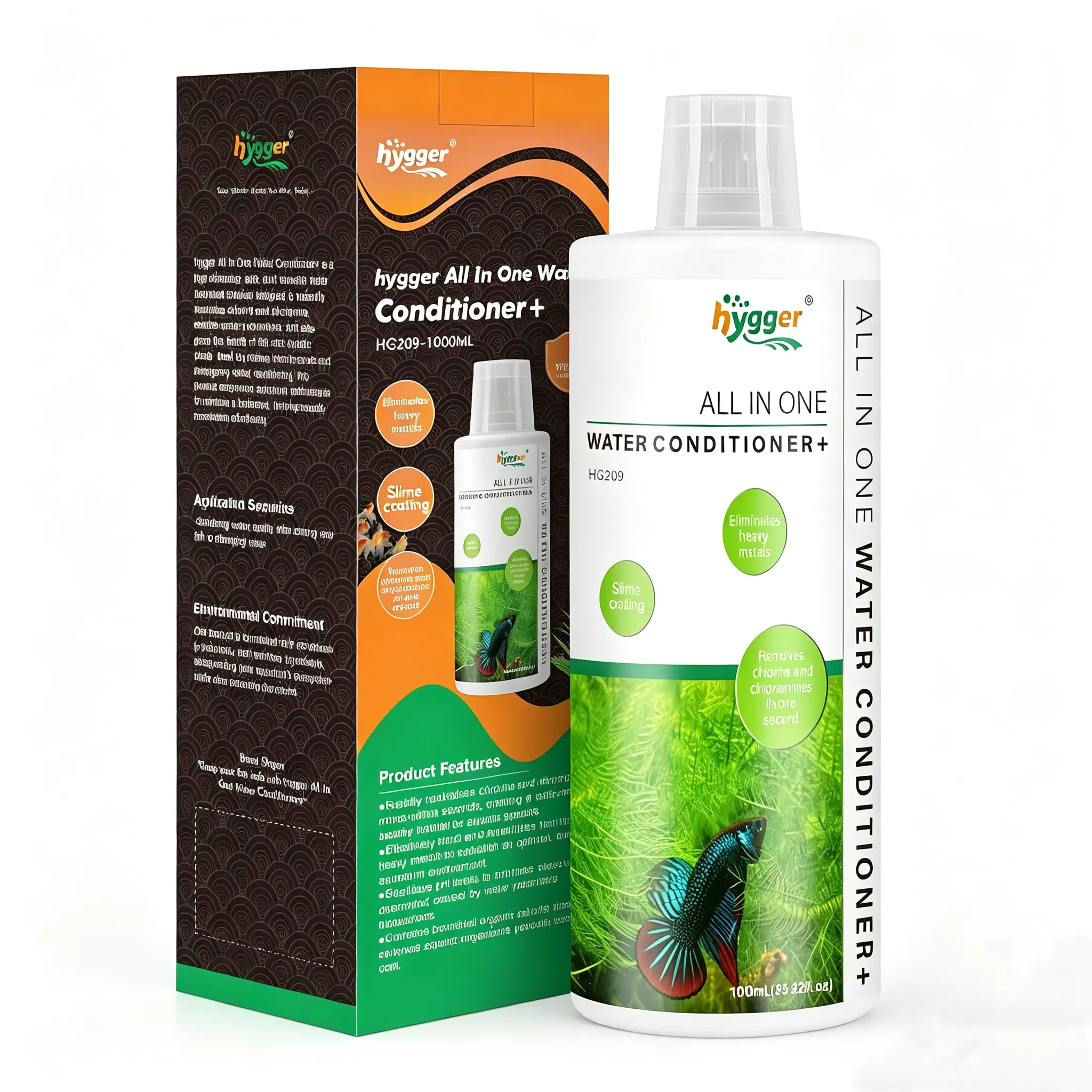 hygger Freshwater Aquarium Water Conditioner - Chlorine Chloramines Heavy Metals Neutralizer, Safe for Fish and Plants, 1000ML Water Treat Solution for Chlorine-Free Aquatic Environments