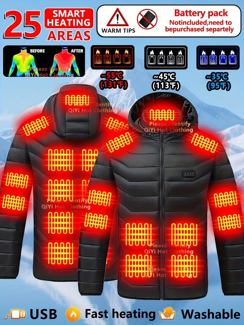 Men's Heated Jacket, 25 Heating Zones & 4 Heat Settings - Full-Zip Fleece Lined Winter Coat with Softshell Insulation and Heated System, Machine Washable Polyester Fabric, Suitable for Workers and Cold Weather (Not Included), Women's Black Long Sleeve Men's Heated Jacket, 25 Heating Zones & 4 Heat Settings - Full-Zip Fleece Lined Winter Coat with Softshell Insulation and Heated System, Machine Washable Polyester Fabric, Suitable for Workers and Cold Weather (Not Included), Women's Black Long Sleeve
