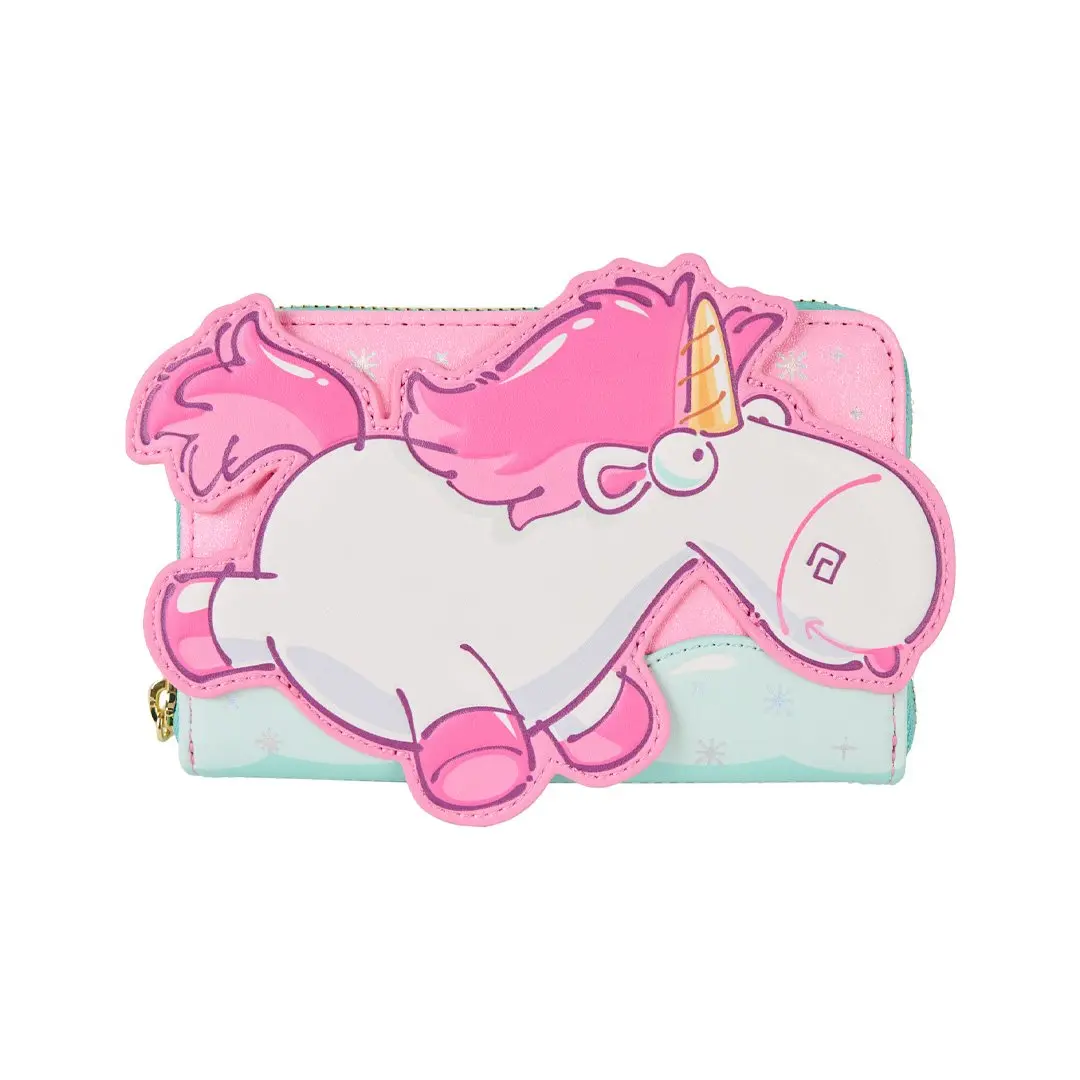 Loungefly Universal Minions Fluffy Unicorn Rainbow Glitter Zip Around Wallet, Fashionable Wallet, Stylish Wallet