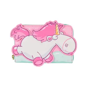 Loungefly Universal Minions Fluffy Unicorn Rainbow Glitter Zip Around Wallet