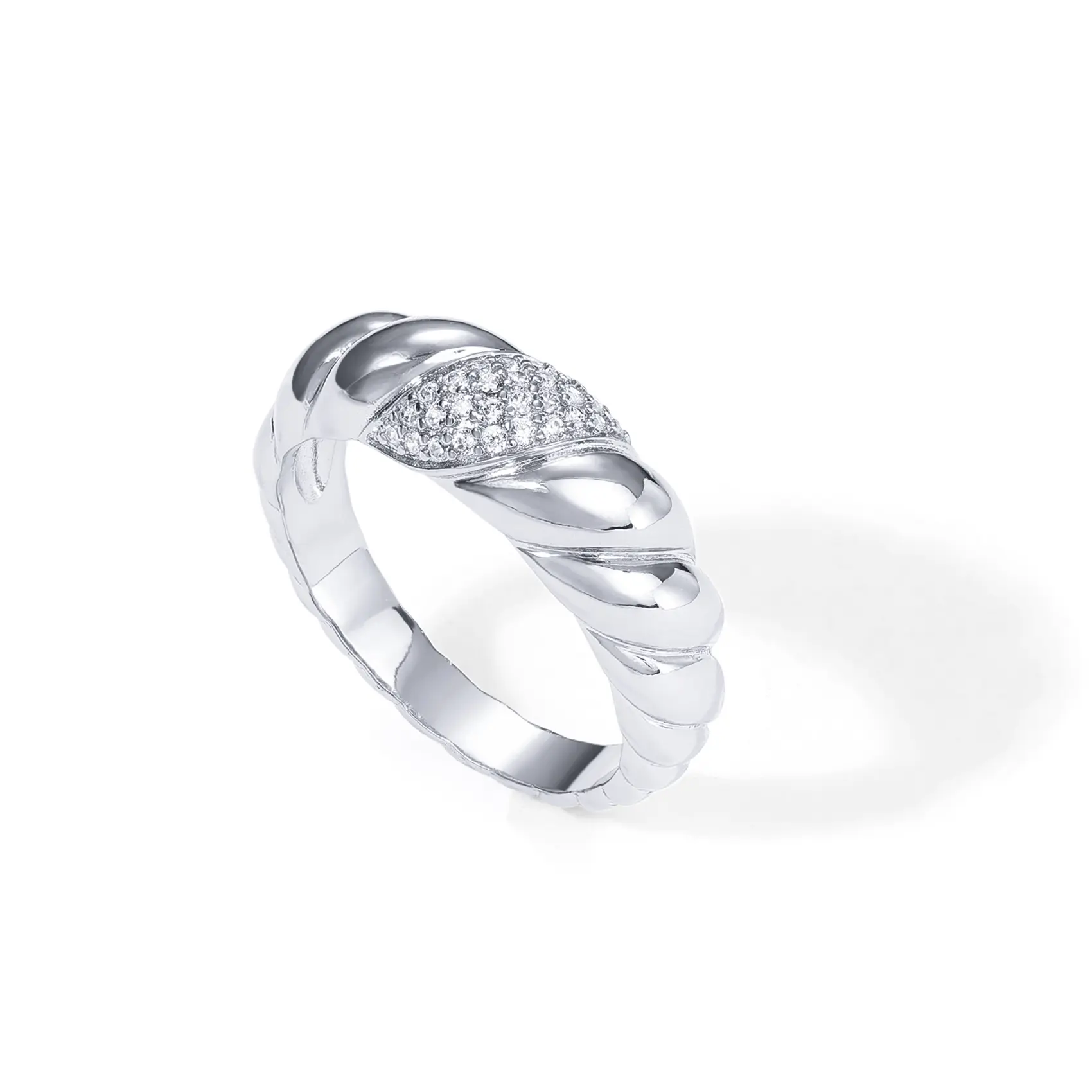 PAVOI 14K Gold Plated Croissant Dome Ring - Twisted Braided Gold Plated - Chunky Signet Ring for Women