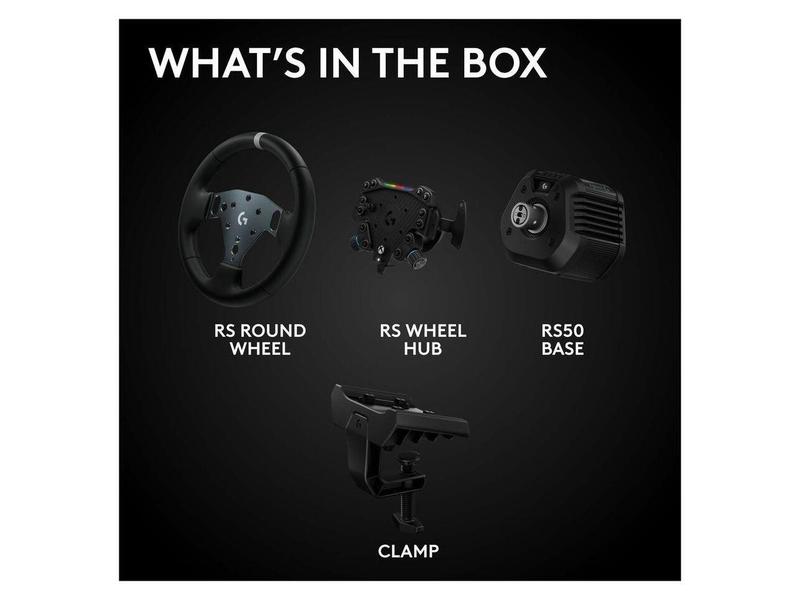 Logitech G RS50 System, 3-Piece Sim Racing Steering Wheel Setup - RS50 Wheel base with 8 Nm Direct Drive, RS Wheel Hub with 13 Buttons and RS Round Wheel 11-inch - For Xbox/PC  941-000272