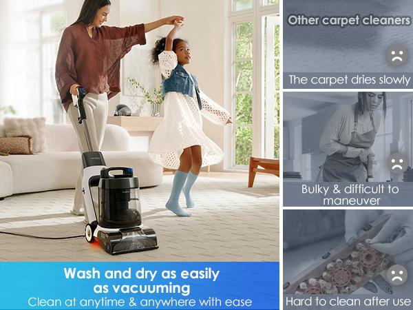 Tineco CARPET ONE Cruiser Smart Carpet Cleaner with Self-Cleaning FlashDry Technology 167℉ PowerDry 130W Suction for Deep Cleaning of Carpets & Upholstery