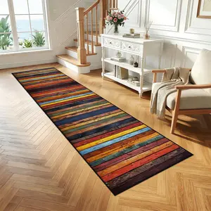 【Deals For You Days】2'x10' Washable Runner Rug - Colorful Rustic Wood Non-Slip Low Pile Carpet for Hallway, Kitchen & Laundry Room