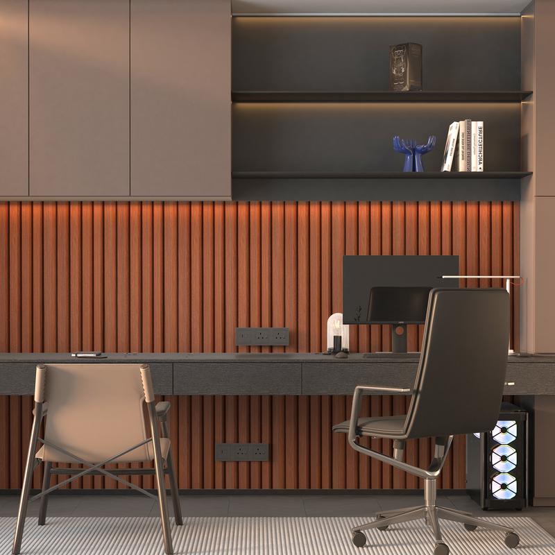 Art3d WPC Acoustic Slat Wall Panels, 16-Pack 48 x 6in 3D Wall Accents for Interior Wall Decor, TV Background, Living Room, Bedroom, Boxwood wallboards