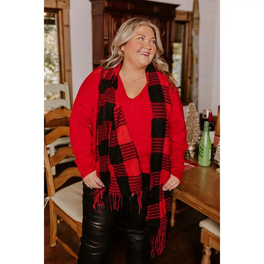 Peppermint Mocha Buffalo Check Scarf In Red