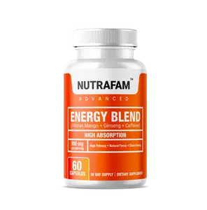 Nutrafam Energy Caffeine Capsules - Energy and Focus 900 mg  Supplement