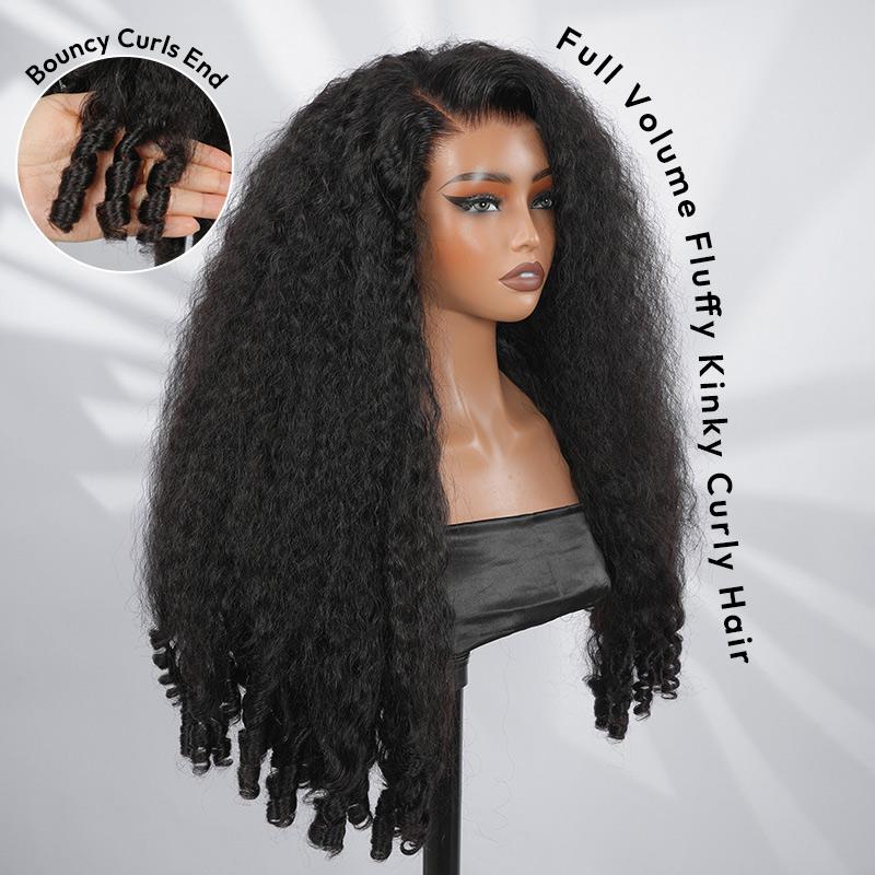[C-Part Design Wigs] West Kiss 220% Density Glueless Kinky Burmese Curly Right Side Part 7x5 Lace Closure Wigs With Spiral Curls Ends Pre Plucked Hairline