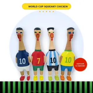 World Cup Squeaky Rubber Chicken Toy 12.6" - Funny Squeeze Chicken with Football Jersey, Latex Stress Relief Toy for Adults Kids, Soccer Fan Gift, 4 Nations (France/Portugal/Argentina/Brazil) Jersey #10 #7