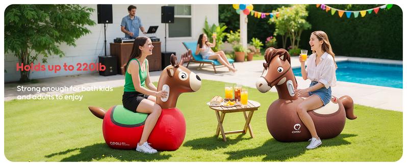 QPAU Kids Reindeer Toys 1/2 PC 220lbs Load Capacity Bouncing Animal Hopper Reindeer Gifts for Kids Ages 5+ Large Size Comfortable Stable Design Peaceof Mind Material independent Two Air Chambers Manual Inflatable Pump