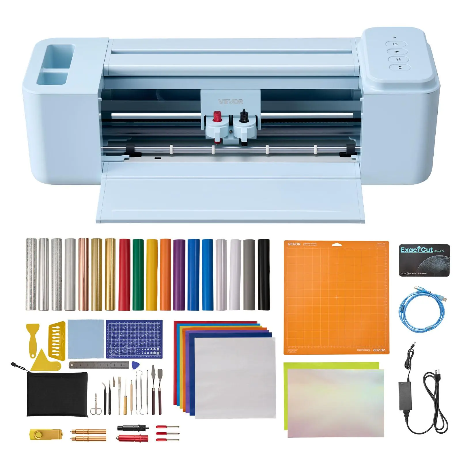 VEVOR Vinyl Cutting Machine, 12 in, Button-Controlled Vinyl Cutter with Materials and Tool Kit, 20000+ Built-in Design Resources, Compatible with Mac, Windows, Android and iOS, for Customized Cards, Diy Cutting Machine, Office Cutting Supply