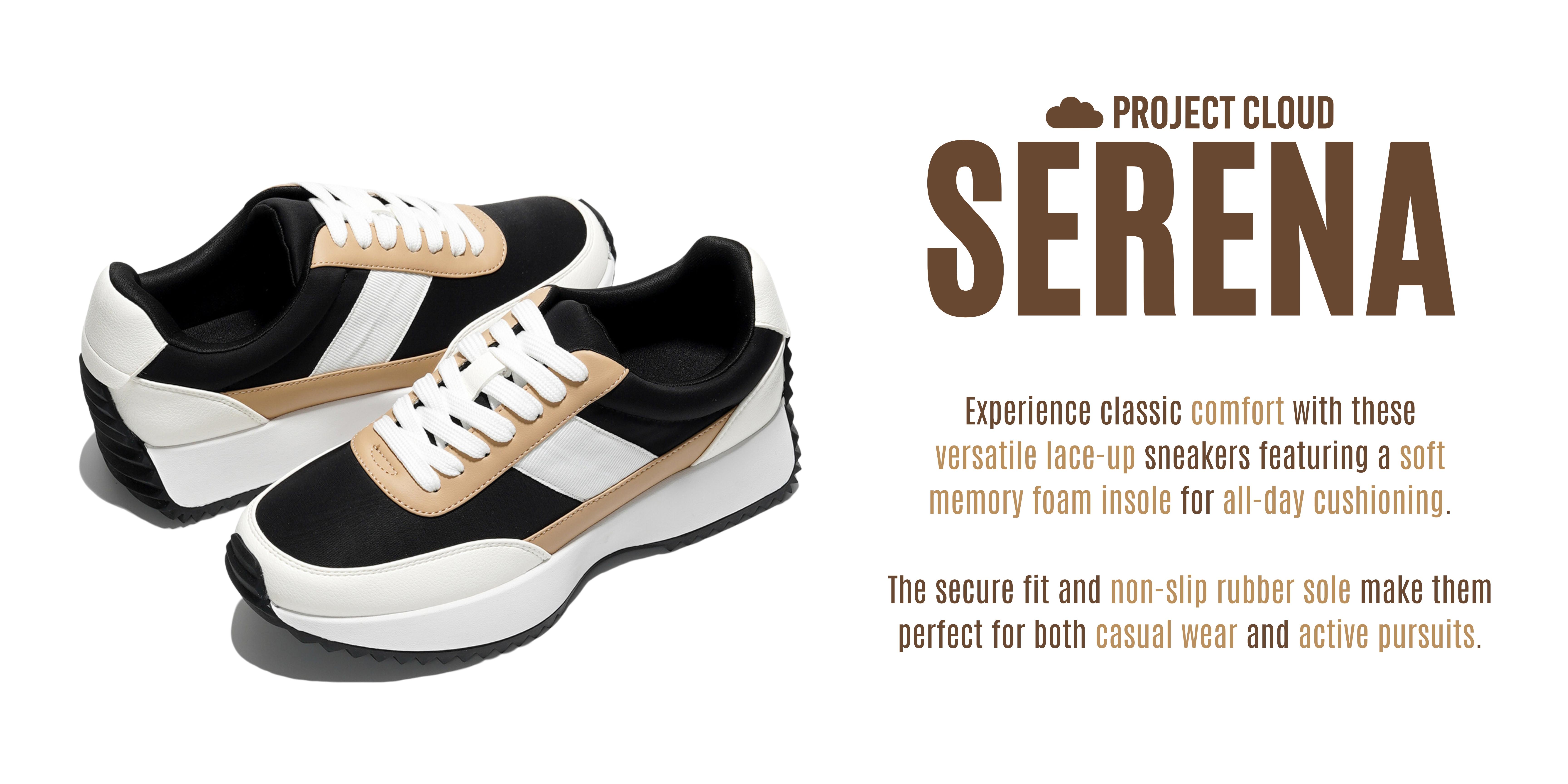 Project Cloud Women's | Memory Foam Fashion Sneakers | Lightweight | Non-Slip - Serena