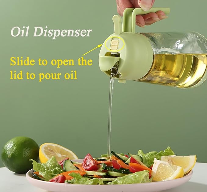Multi-Function 2-in-1 Oil Dripper and Sprayer Kitchen Oil Dispenser for Cookware and Air Fryers Accessory for Salads, Grilling, Frying, and Baking