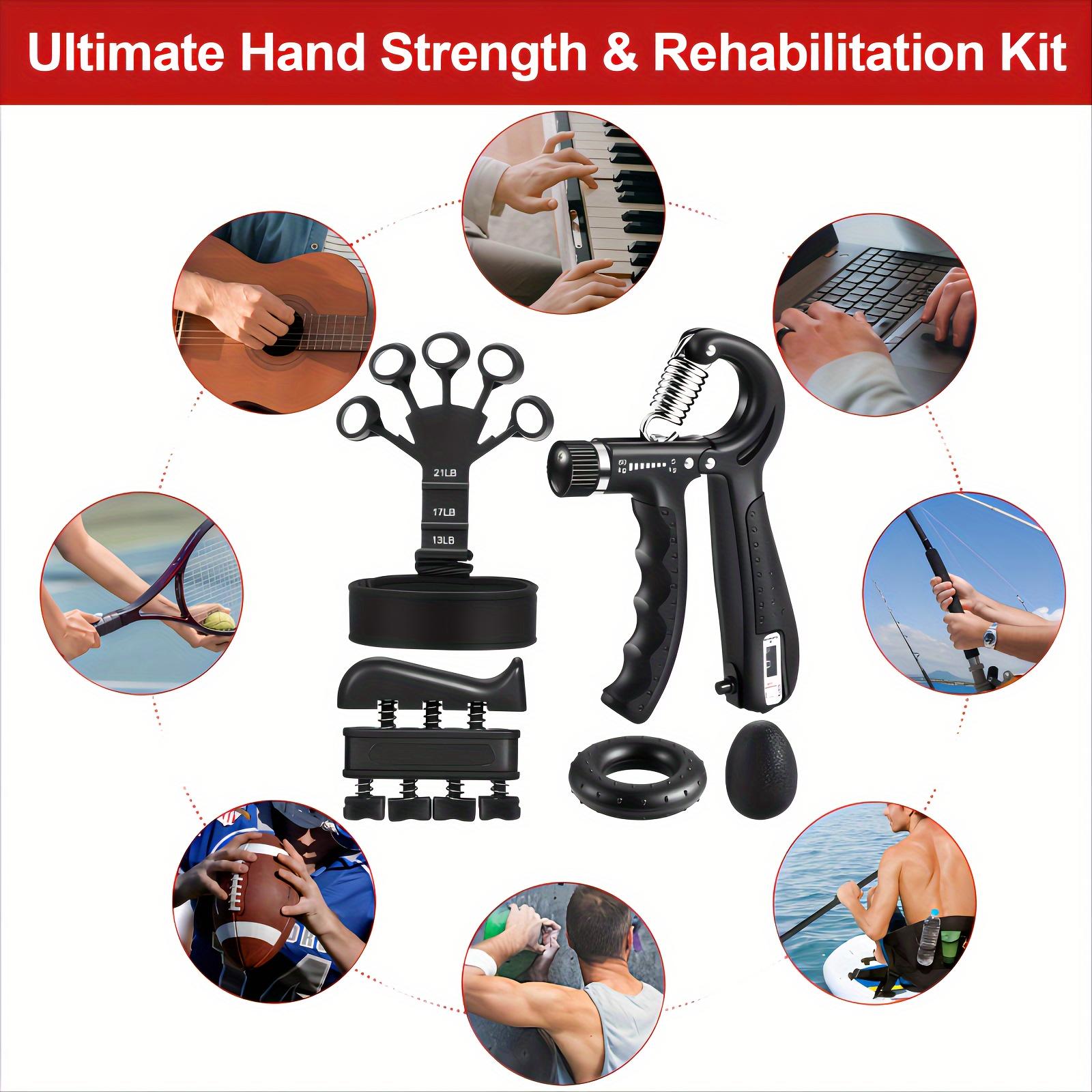 Grip Strength Trainer(5pcs) - Adjustable Forearm Strengthener, Finger Exerciser, Finger Stretcher, Forearm Workout Ring And Hand Exercise Ball - Grip Strengthener And Extensor Trainer for Any Sizes Hand & Finger